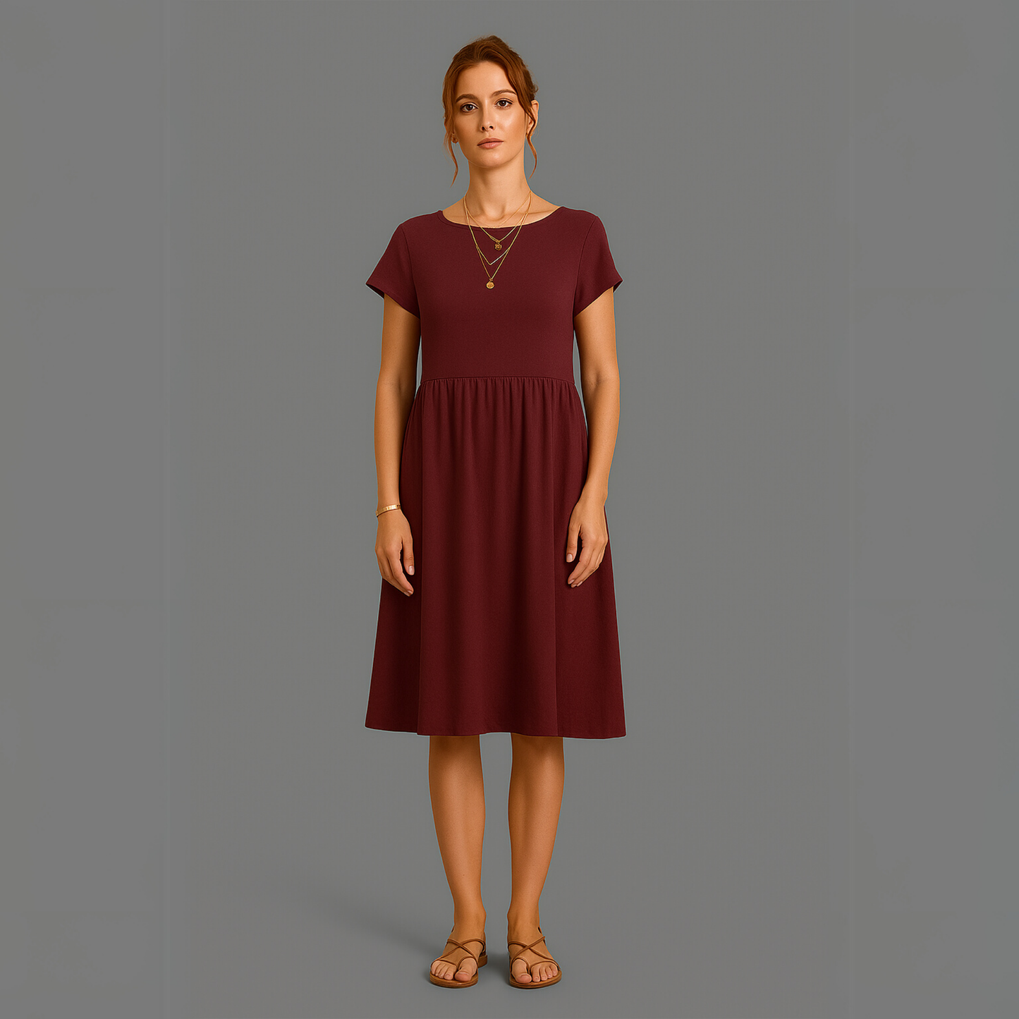 Women Short Sleeve Casual Dress | Relaxed Fit