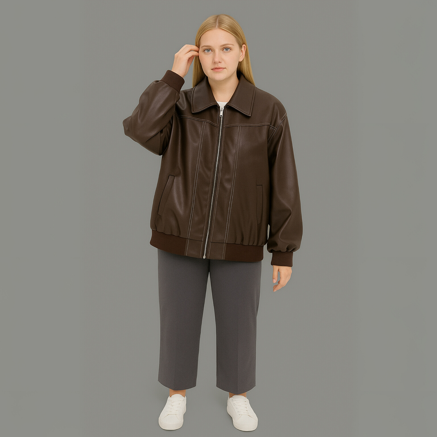 Women Oversized Zip Jacket | Relaxed Fit
