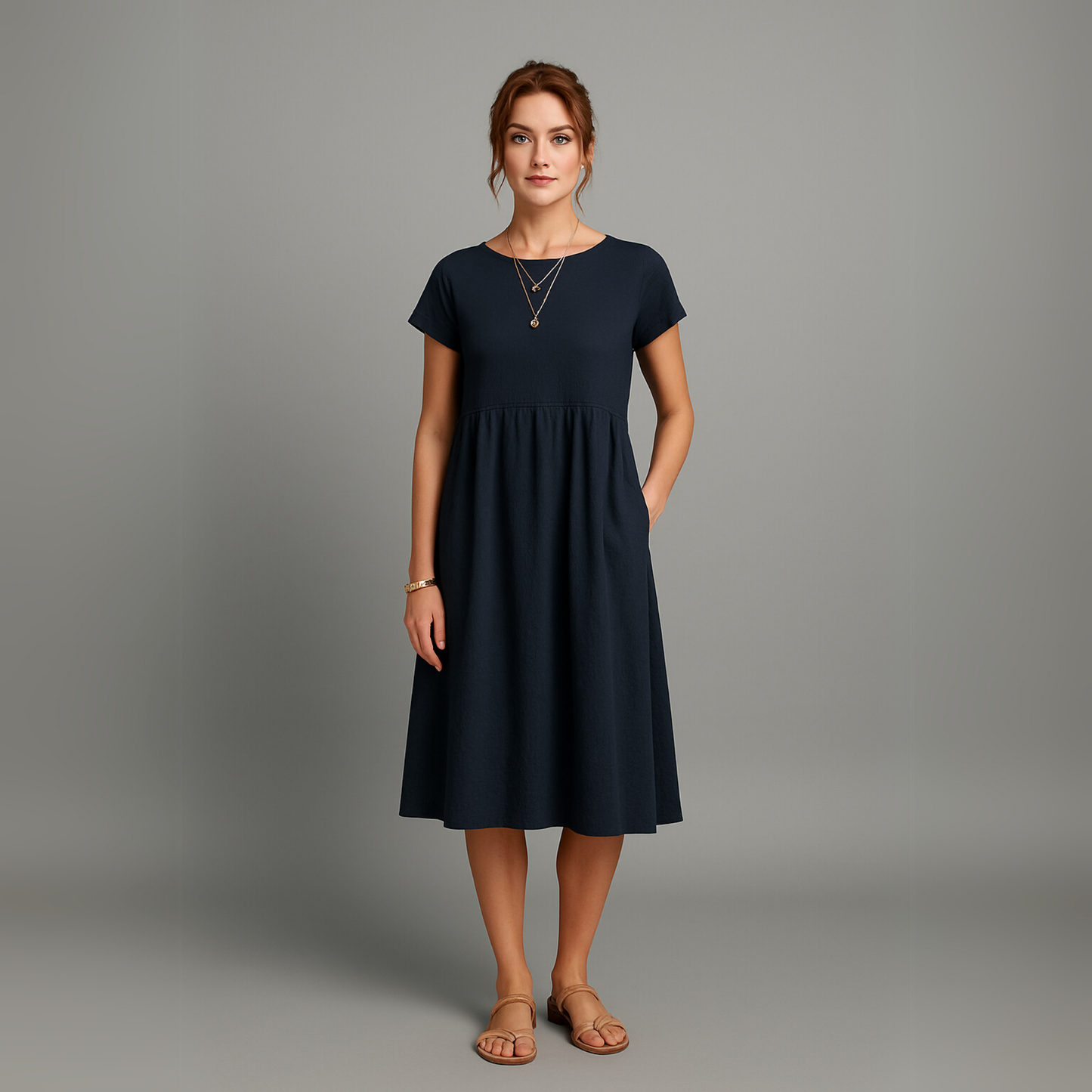 Women Short Sleeve Casual Dress | Relaxed Fit