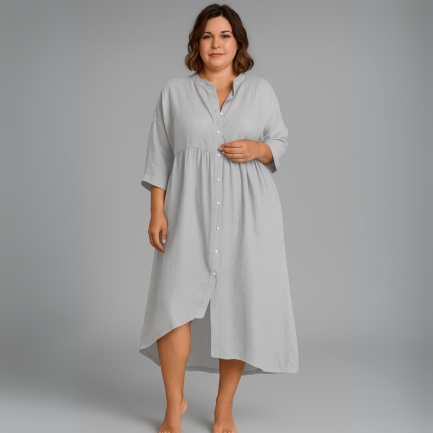 Women Buttoned Midi Dress | Flowing Silhouette