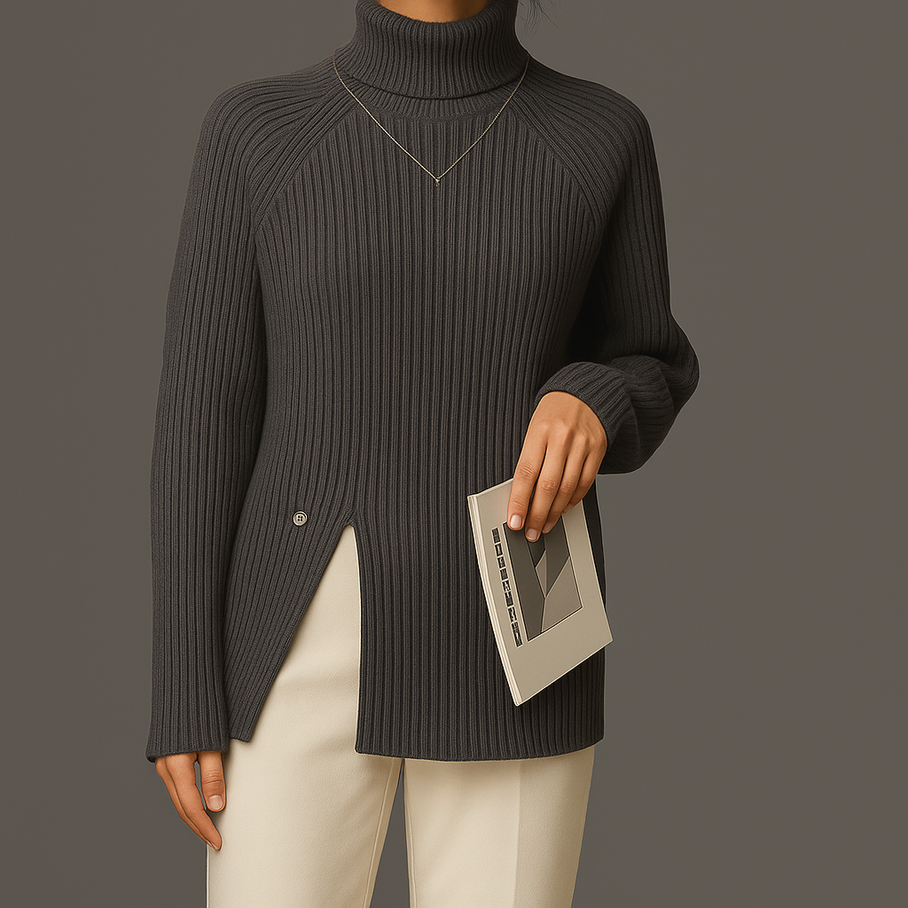 Women Ribbed Pullover | Turtleneck Longsleeve
