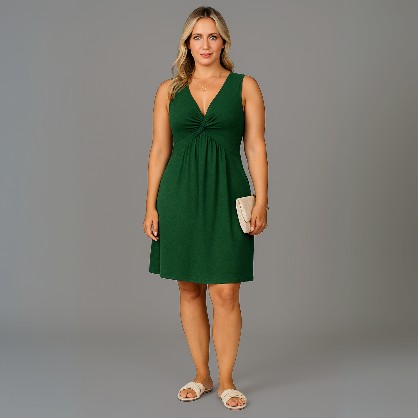 Women Sleeveless Summer Dress | V Neck Casual