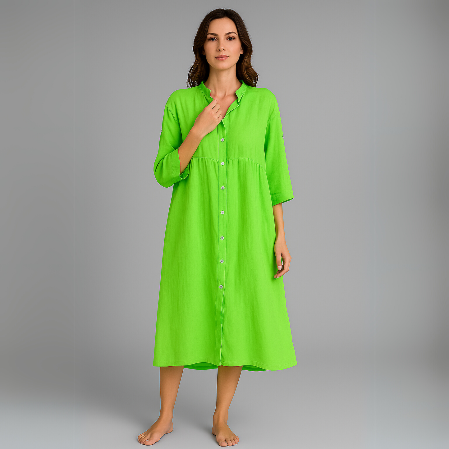 Women Buttoned Midi Dress | Flowing Silhouette