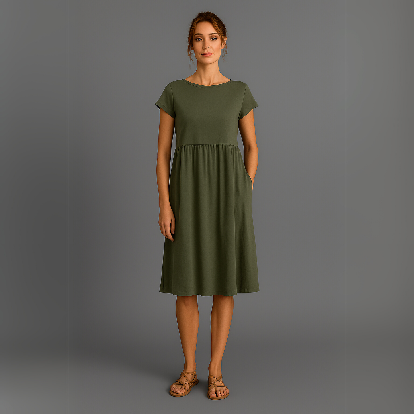Women Short Sleeve Casual Dress | Relaxed Fit
