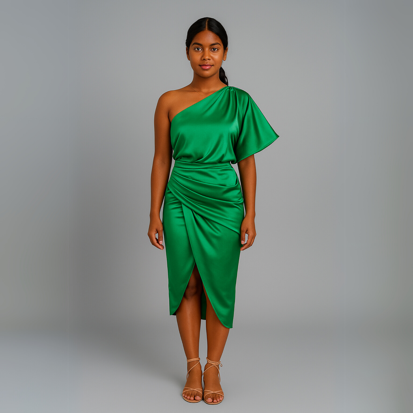 Women One Shoulder Dress | Draped Detail