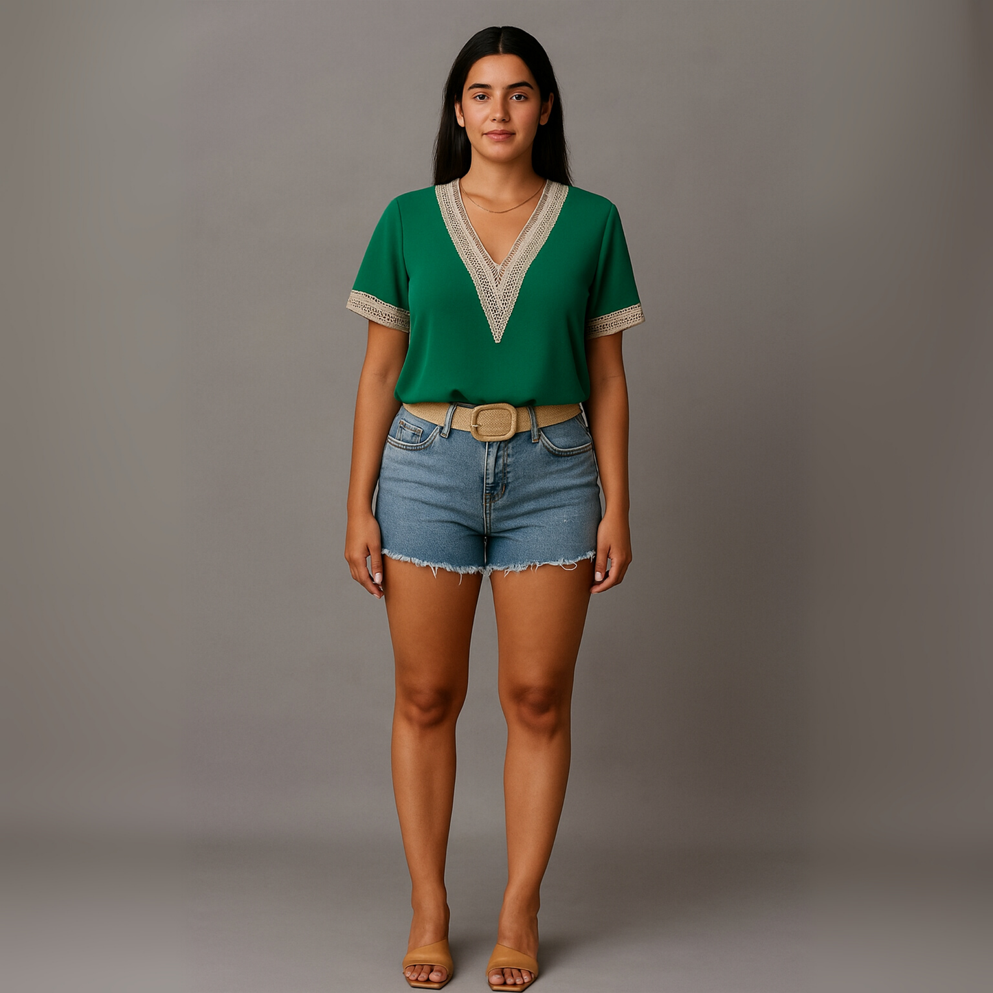 Women V Neck Lace Blouse | Short Sleeve Casual