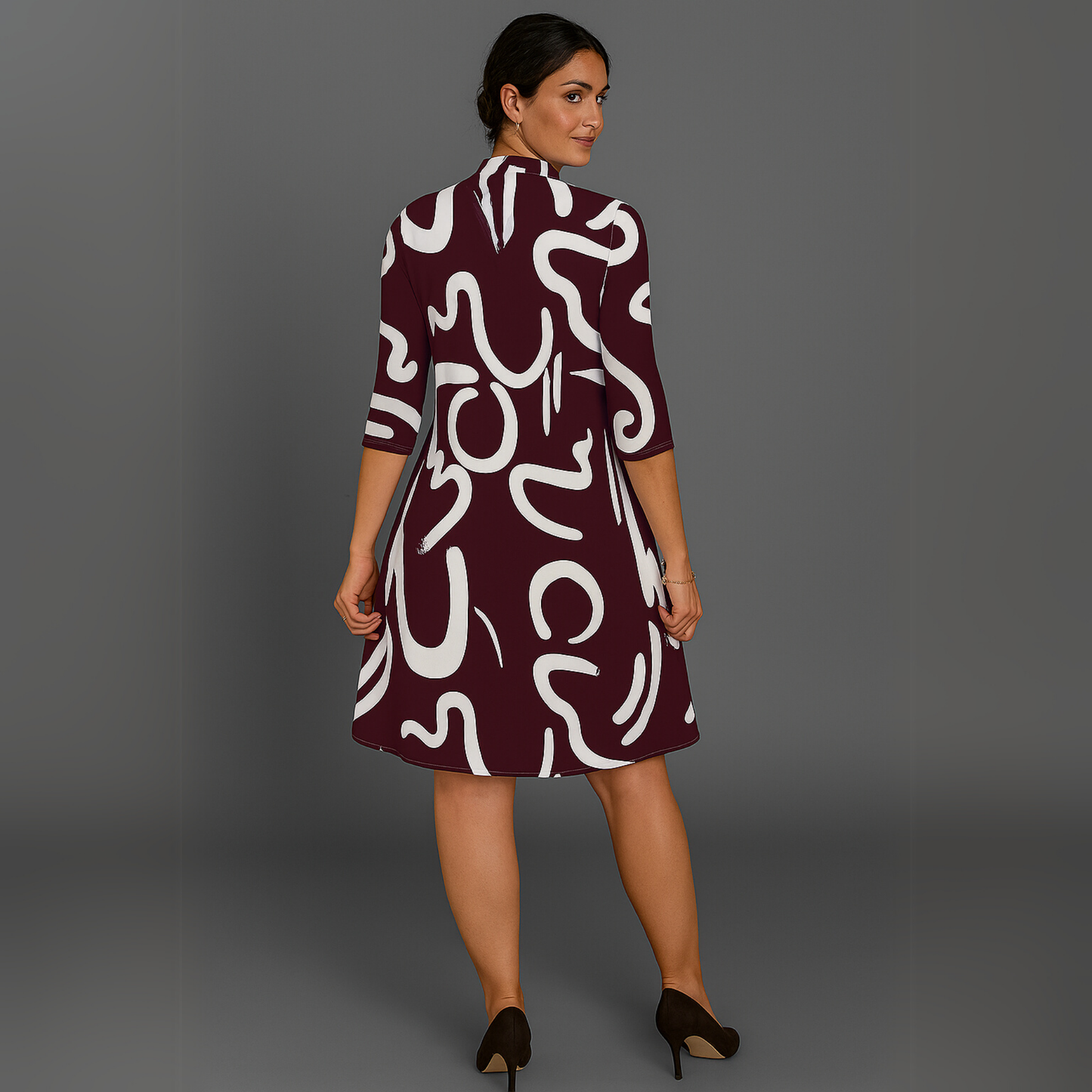 Women Abstract Print Mini Dress | Long Sleeve