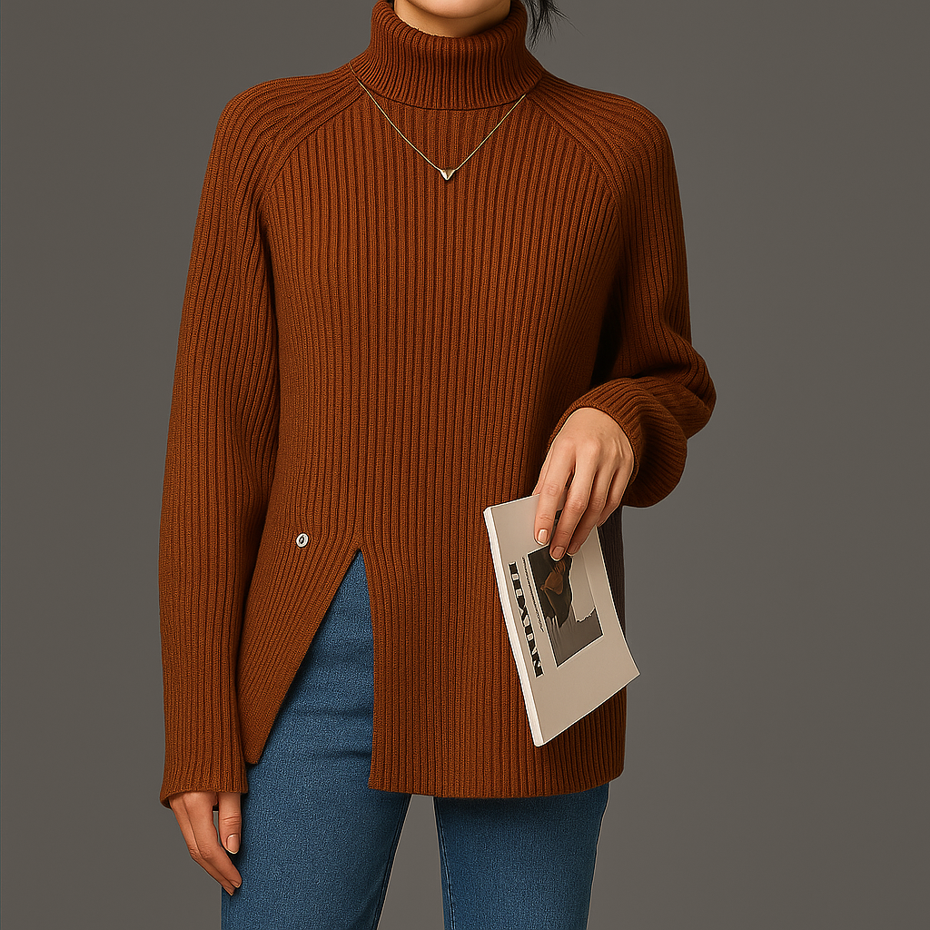 Women Ribbed Pullover | Turtleneck Longsleeve