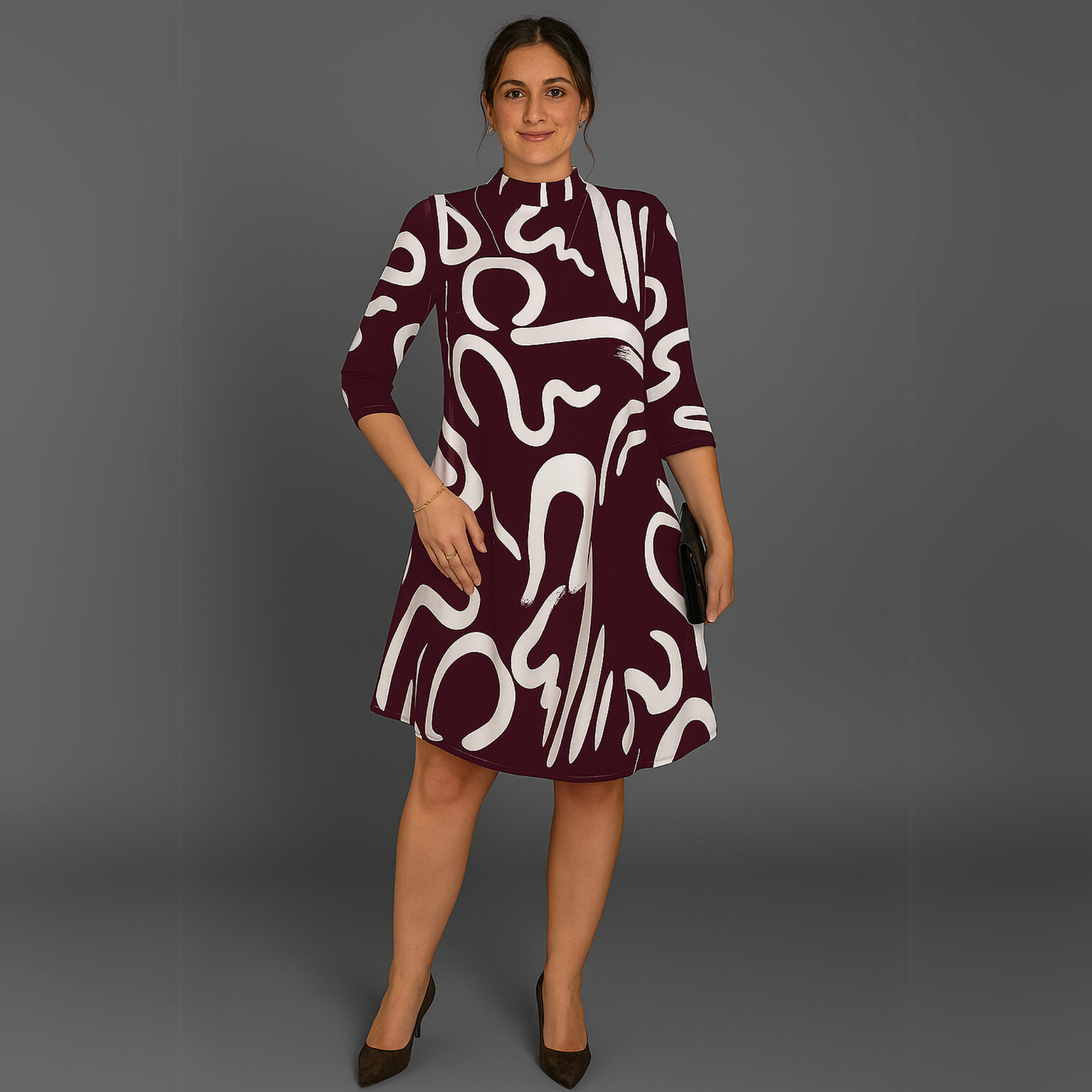 Women Abstract Print Mini Dress | Long Sleeve