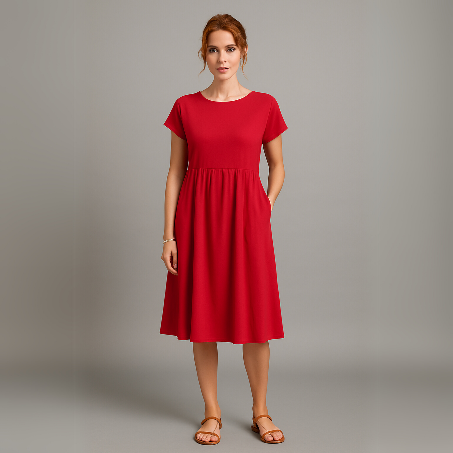 Women Short Sleeve Casual Dress | Relaxed Fit