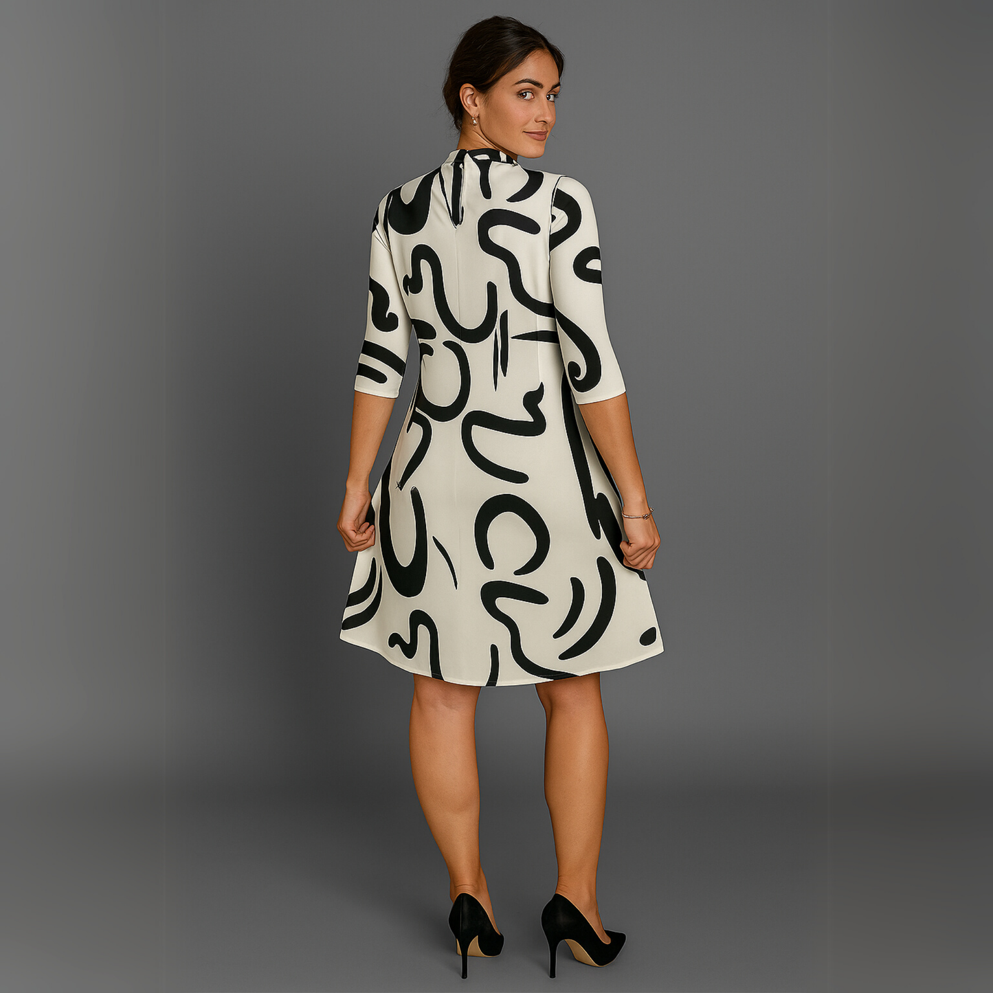 Women Abstract Print Mini Dress | Long Sleeve