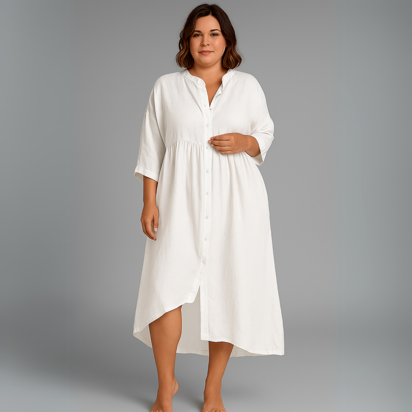 Women Buttoned Midi Dress | Flowing Silhouette