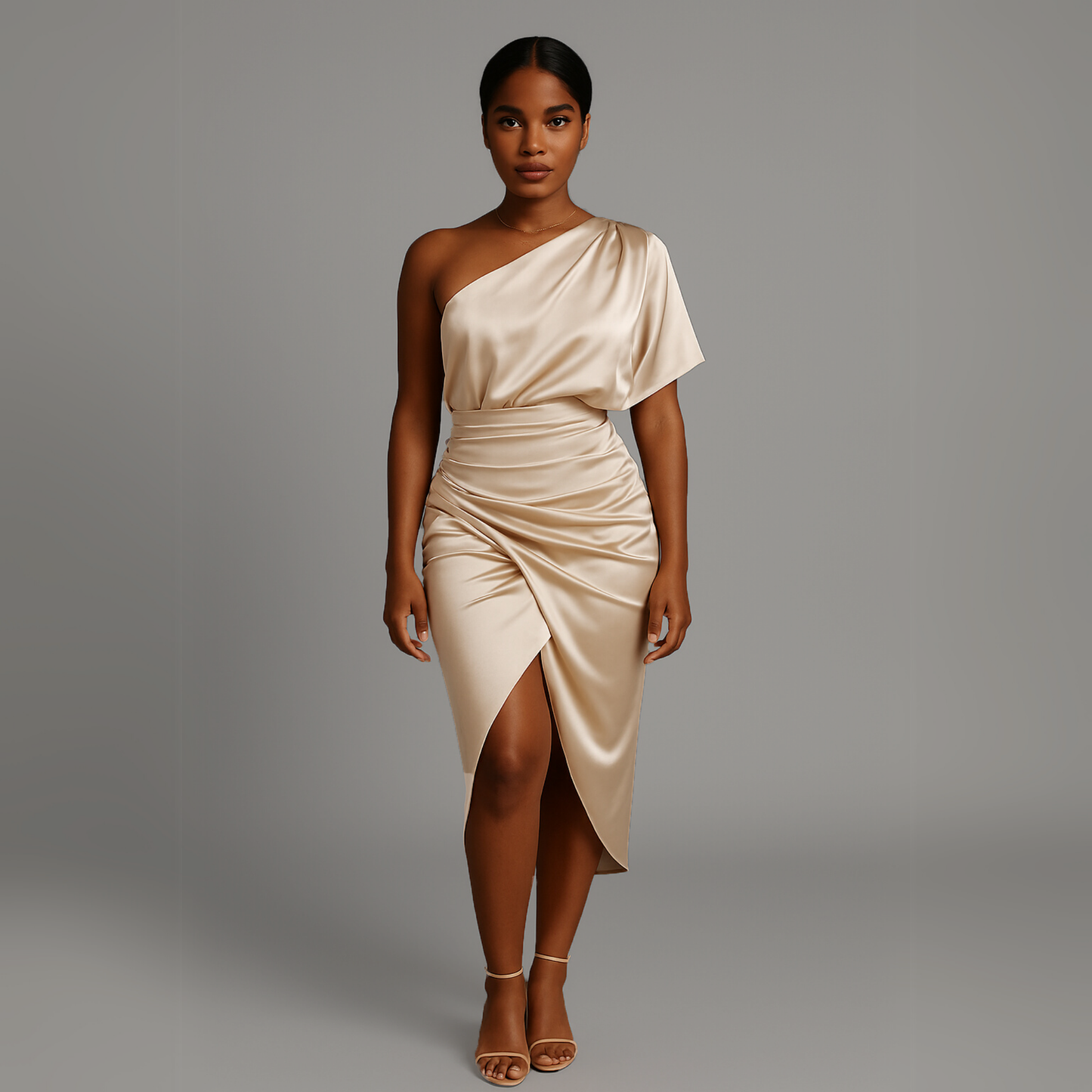 Women One Shoulder Dress | Draped Detail