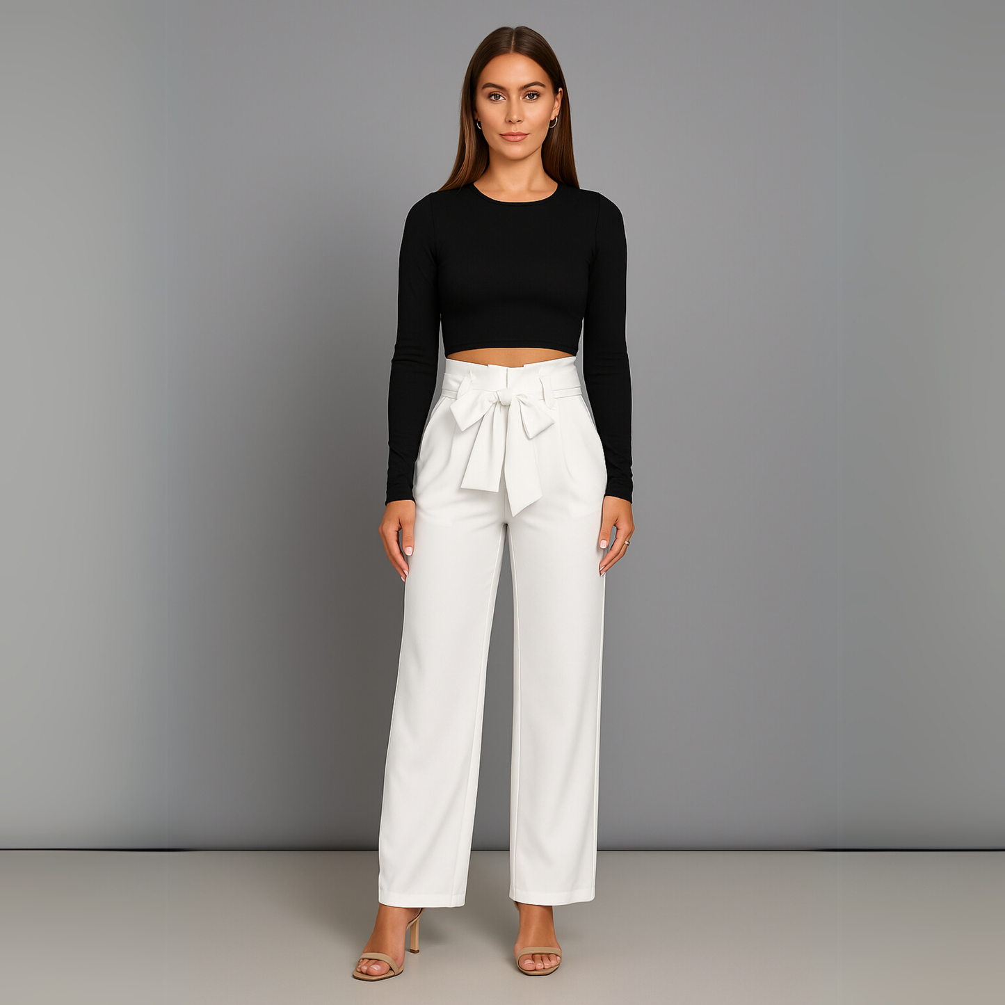 Women High Waist Wide Leg Pants | Tie Waist