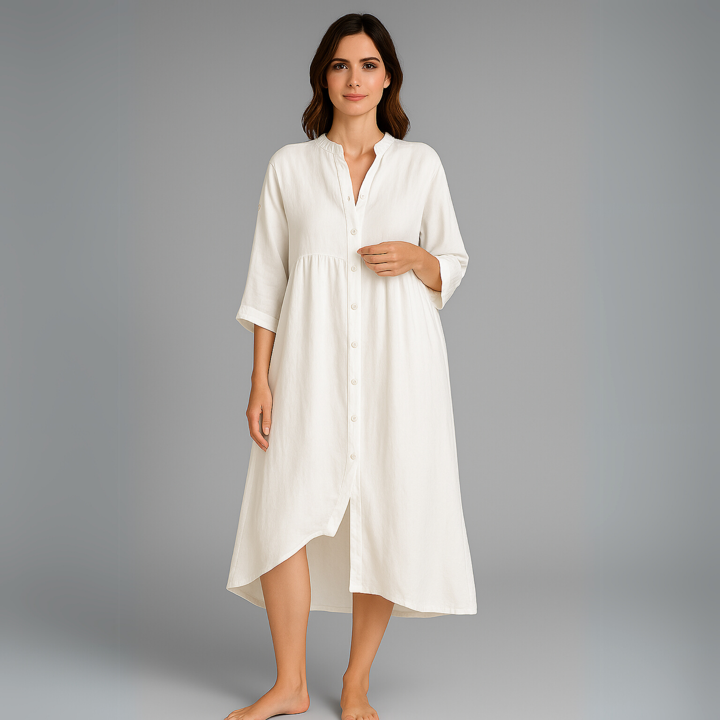 Women Buttoned Midi Dress | Flowing Silhouette