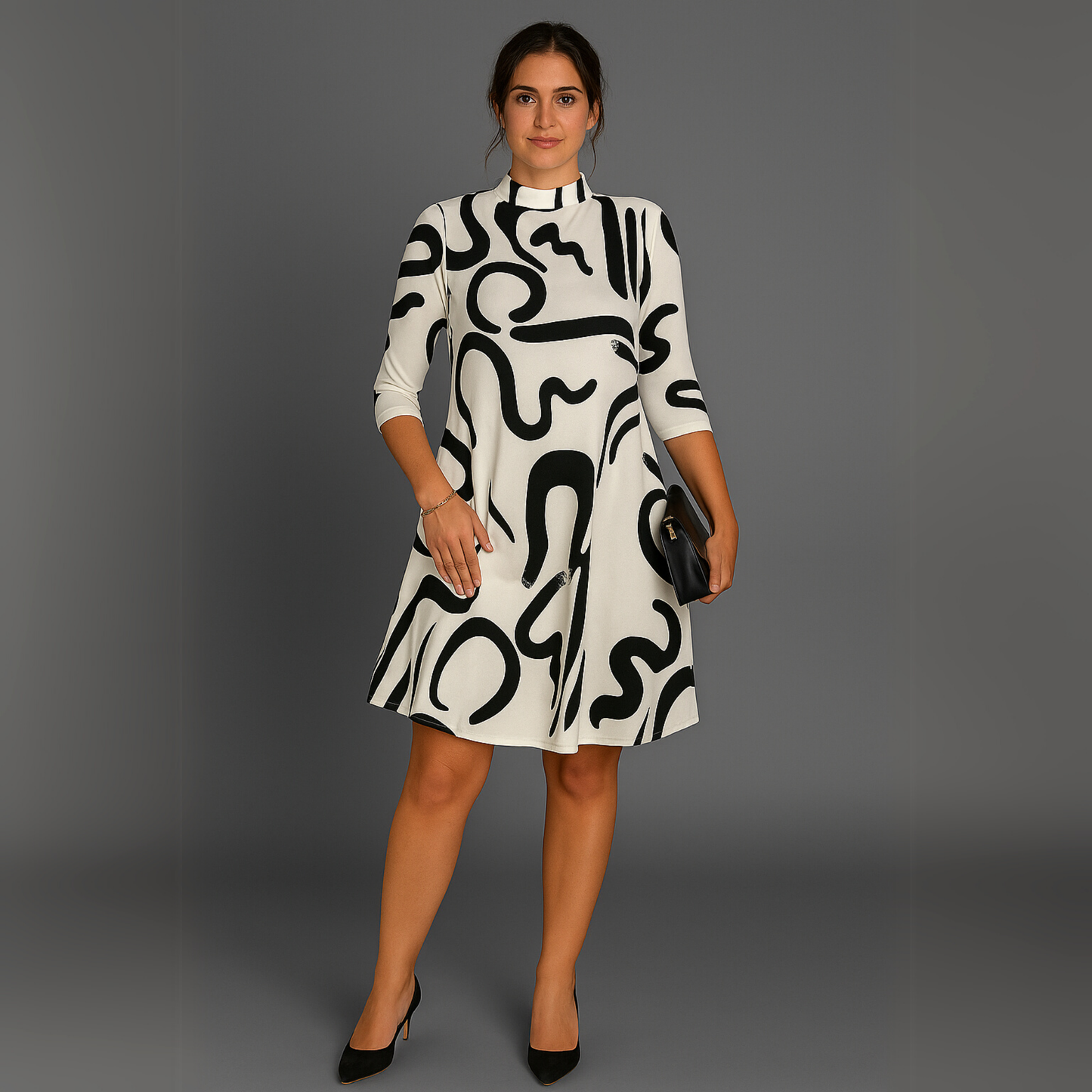 Women Abstract Print Mini Dress | Long Sleeve