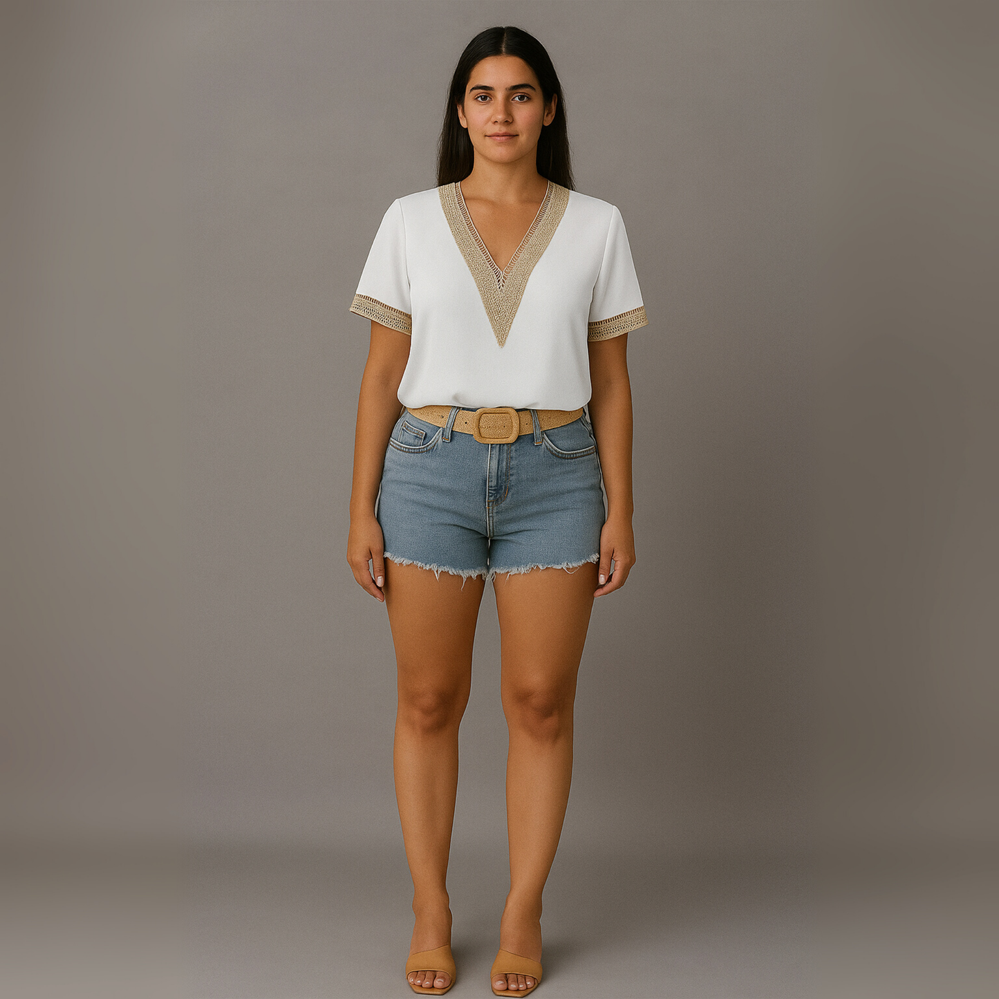 Women V Neck Lace Blouse | Short Sleeve Casual