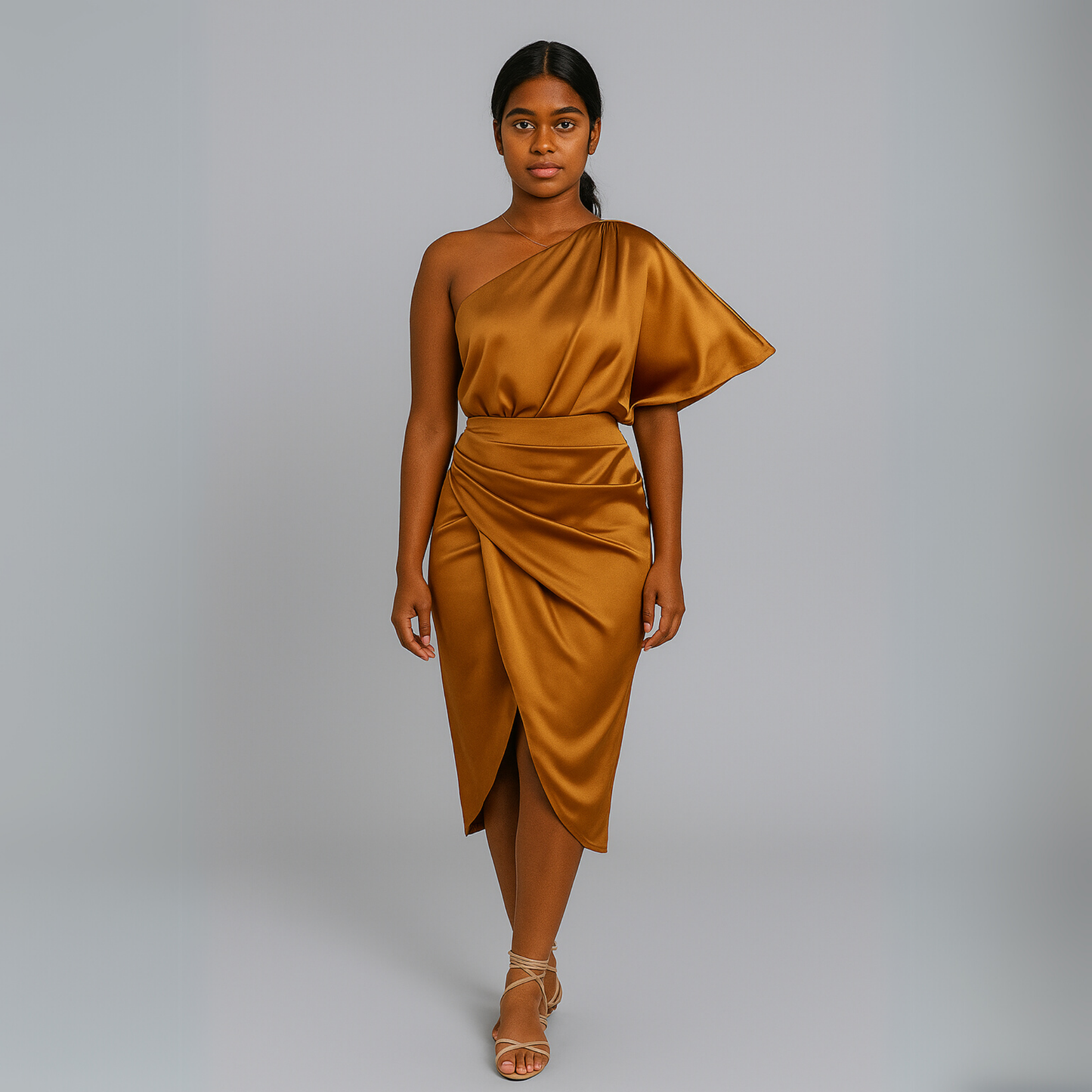 Women One Shoulder Dress | Draped Detail