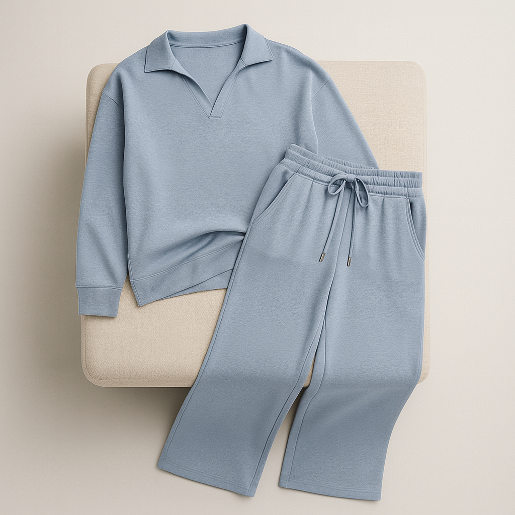 Ladies Loose Fit Loungewear Set | Zipper Collar