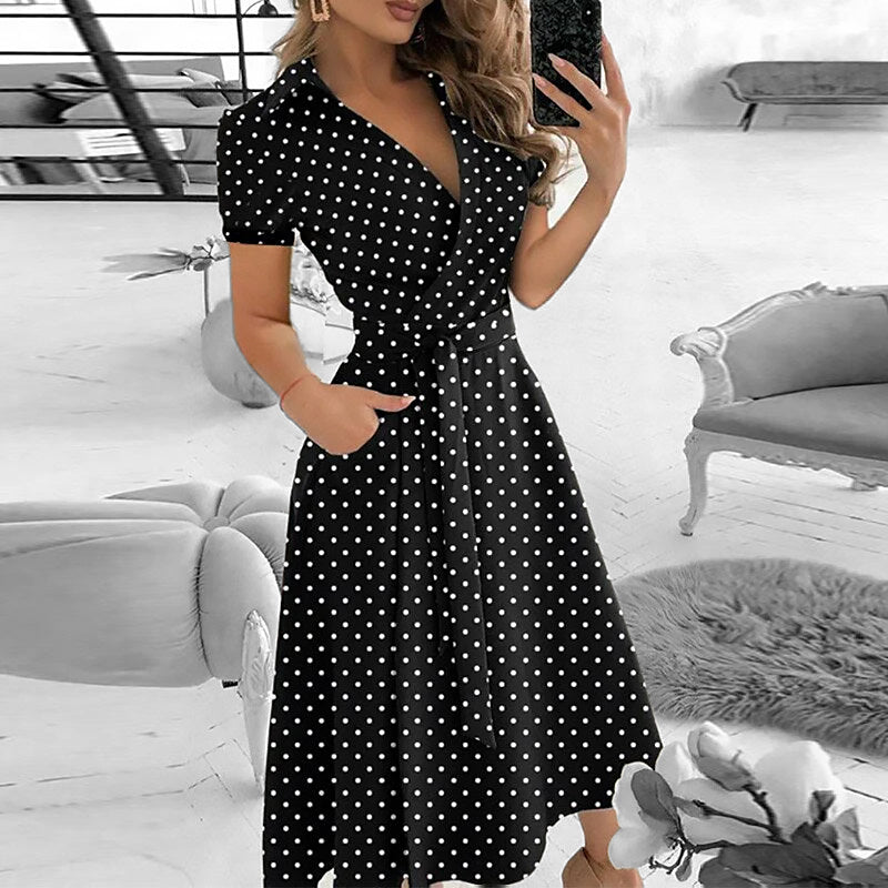 Women's Off-the-shoulder Midi Dress | Buttoned cut