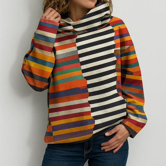 Hoodie | Ladies Multicolour Hoodie | Striped Design