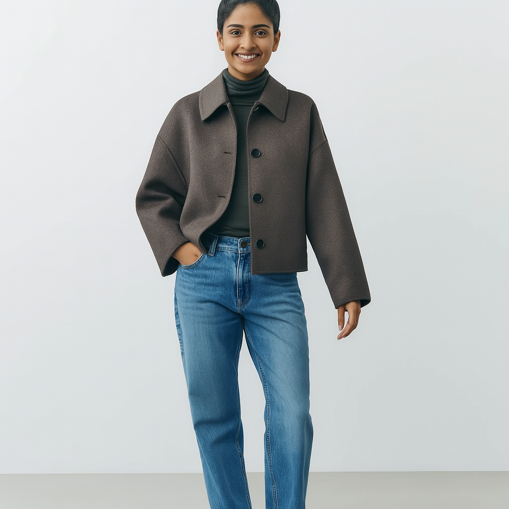 Ladies Wide Fit Short Jacket | Button Closure