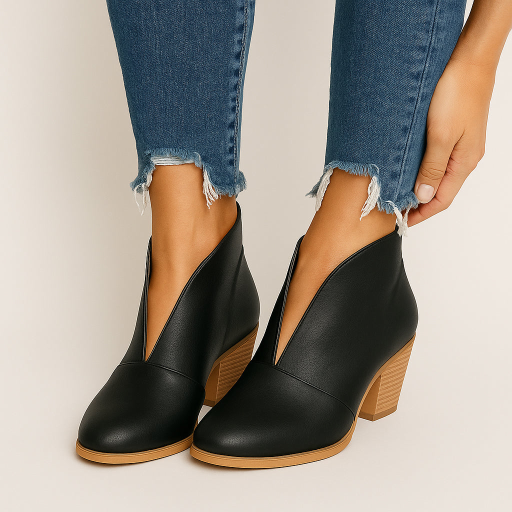 Ladies Side Cut Booties | Block Heel Design