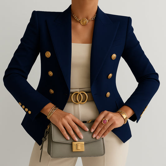 Ladies Fitted Blazer | Gold Button Detail