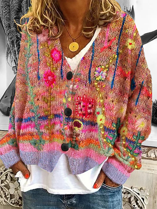 Ladies Printed Cardigan | Loose Fit