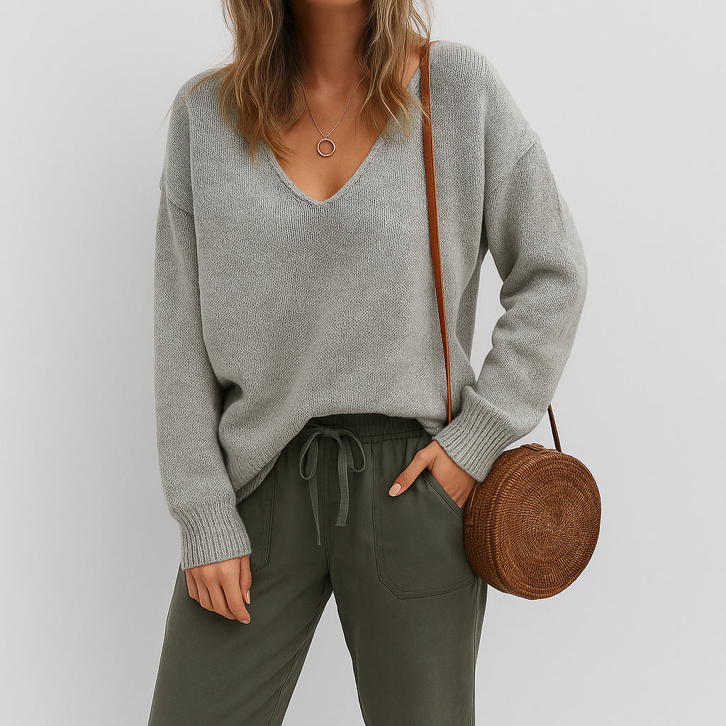 Ladies Wide Sweater | V-Neck