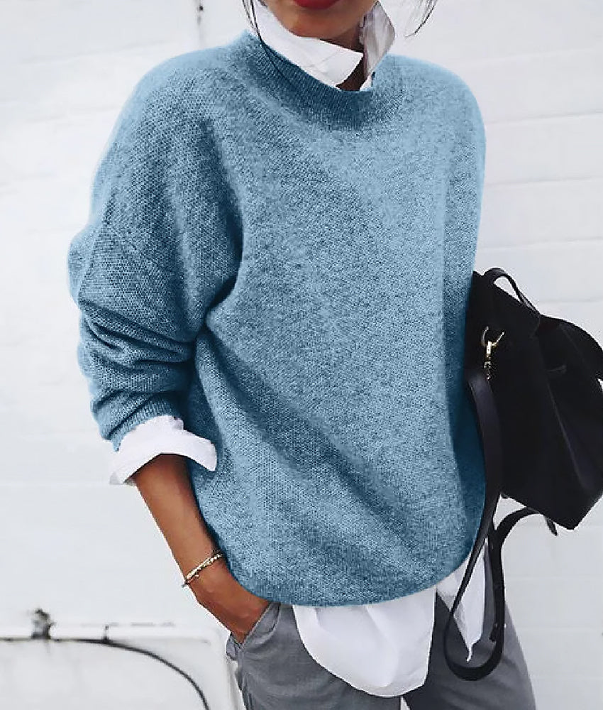 Ladies Loose Fit Knit Sweater | Round Neck