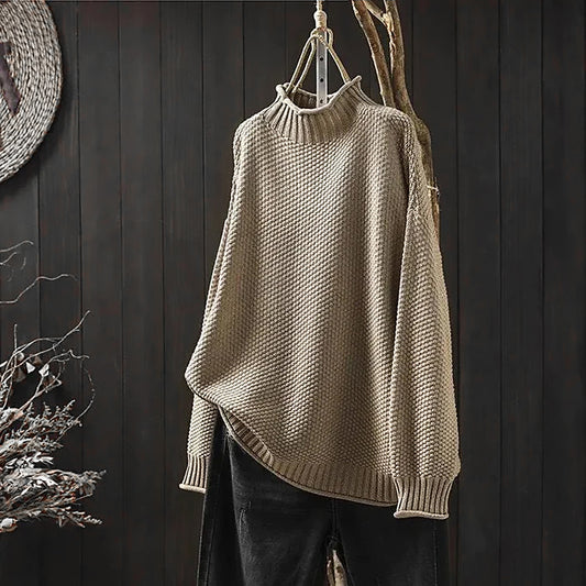 Ladies Loose Turtleneck Sweater | Chunky Knit