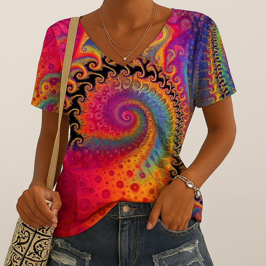 Ladies Colourful T-Shirt | Spiral Print
