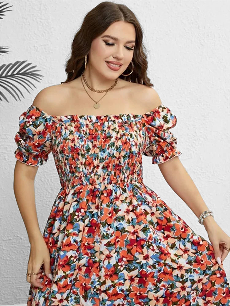 Ceryn | Women Floral Midi Dress | Off Shoulder Summer