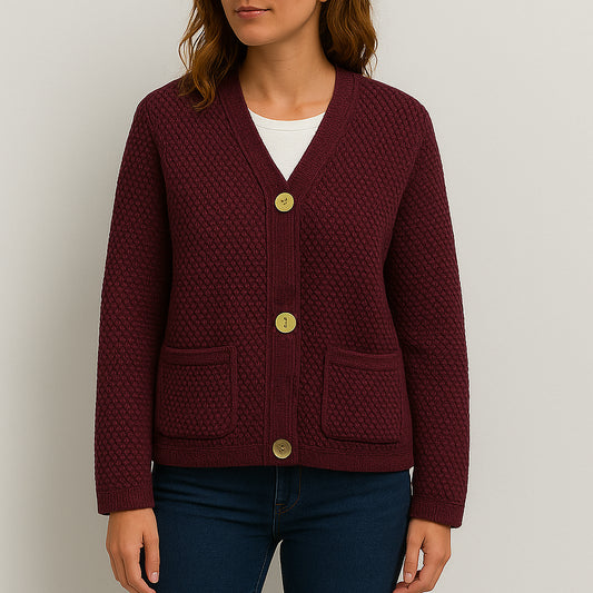 Ladies Chunky Knit Cardigan | Large Buttons