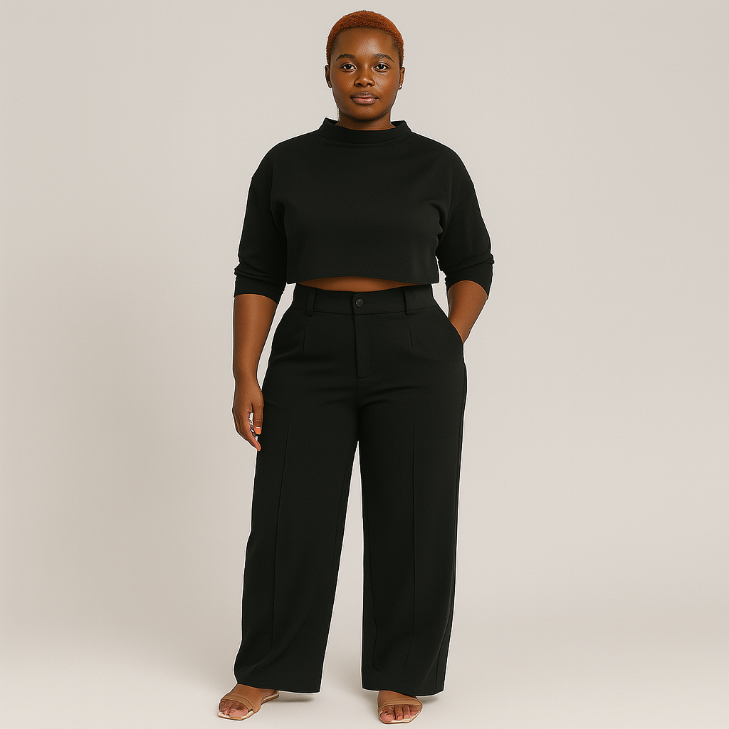 Ladies Two-Piece Set Top Pants | High-Waisted