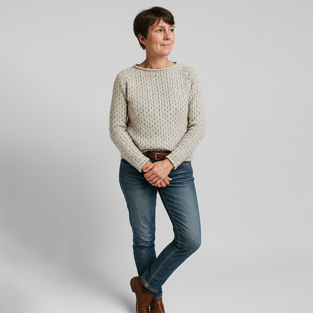 Ladies Chunky Textured Sweater | Boat Neck Straight Cut