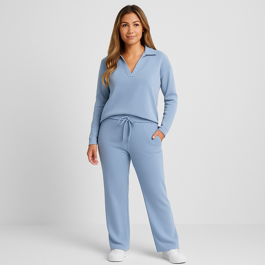 Ladies Loose Fit Loungewear Set | Zipper Collar