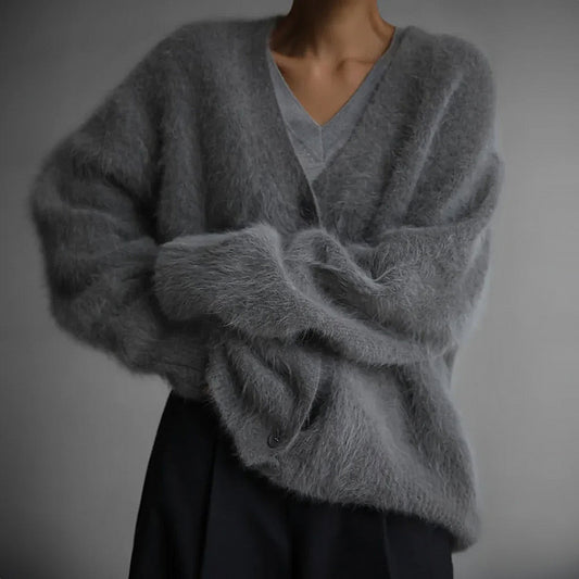 Ladies Wide Cut Cardigan | Deep V Neck
