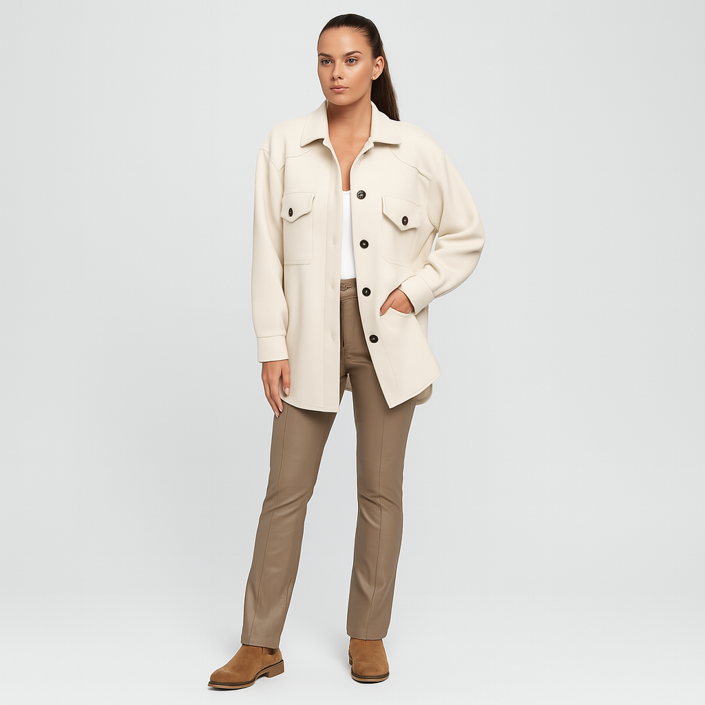 Ladies Transitional Jacket With Chest Pockets | Button Front