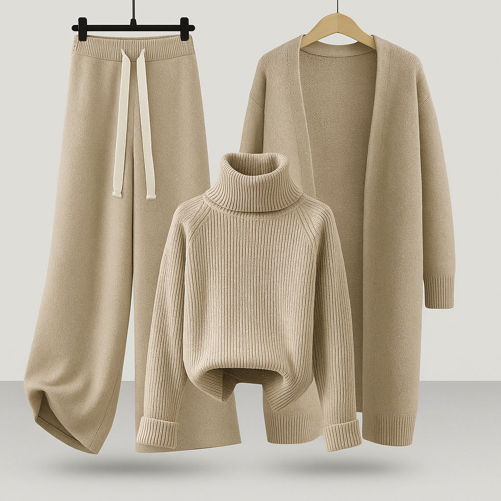 Ladies Three Piece Set | Long Cardigan