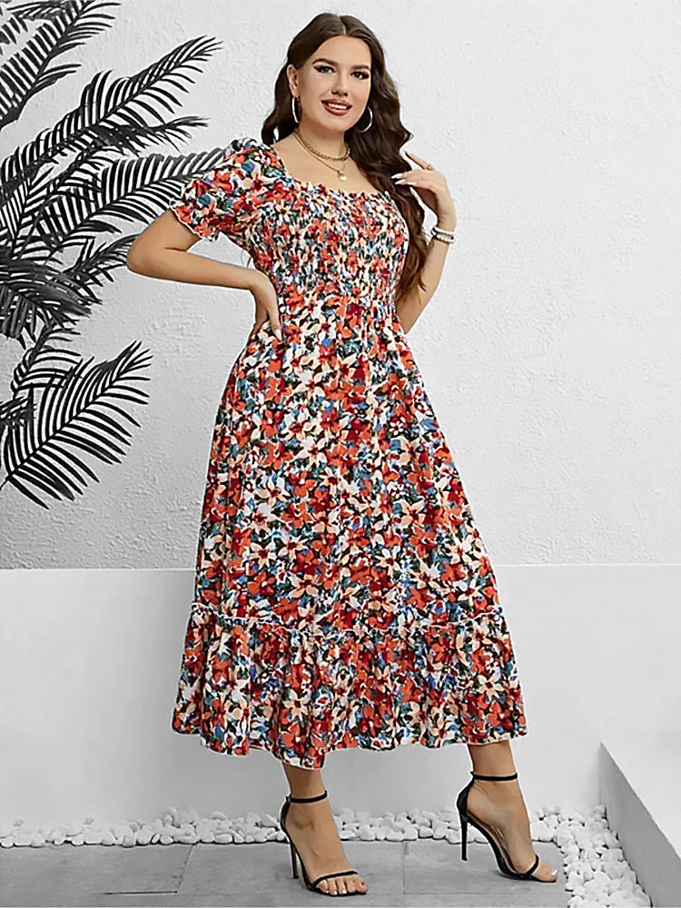 Ceryn | Women Floral Midi Dress | Off Shoulder Summer