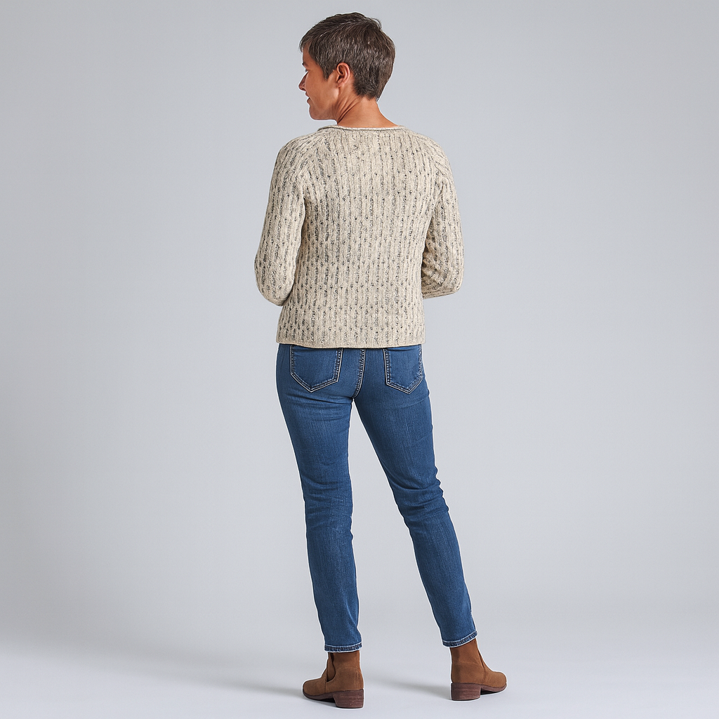 Ladies Chunky Textured Sweater | Boat Neck Straight Cut