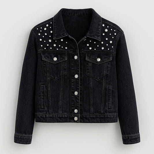 Ladies Cropped Jacket | Pearl Embellishment