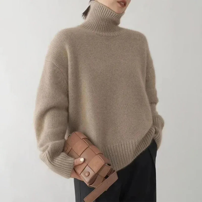 Ladies Loose Turtleneck Sweater | Minimal Look