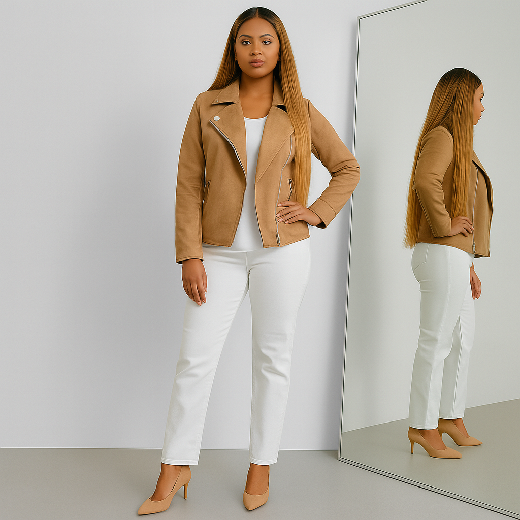 Ladies Short Biker Jacket | With Zippers