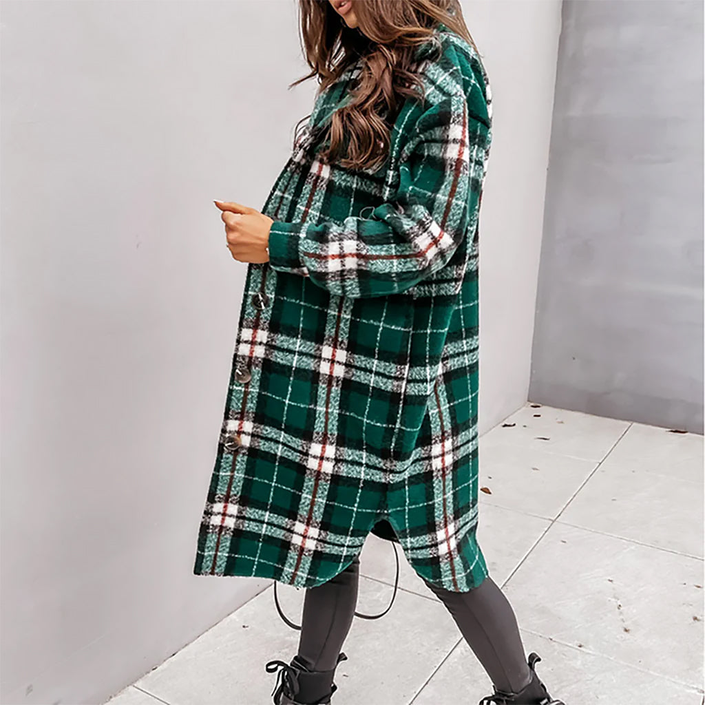 Ladies Checked Coat | Wide Silhouette