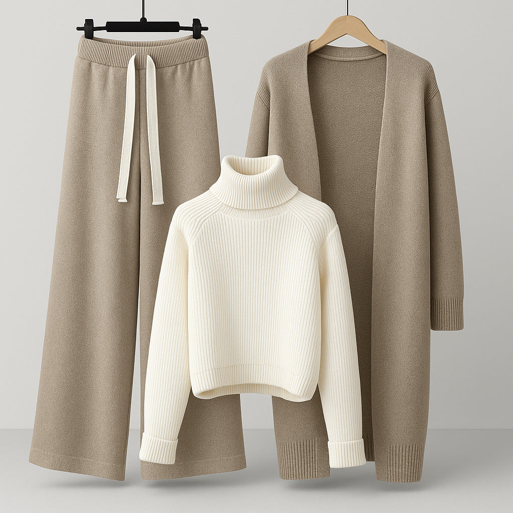 Ladies Three Piece Set | Long Cardigan