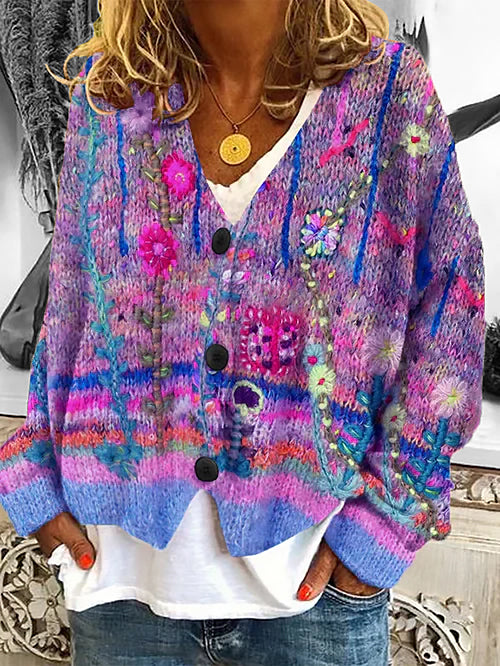 Ladies Printed Cardigan | Loose Fit