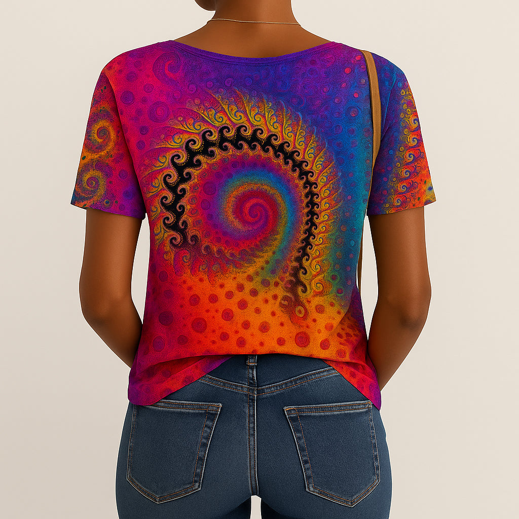 Ladies Colourful T-Shirt | Spiral Print